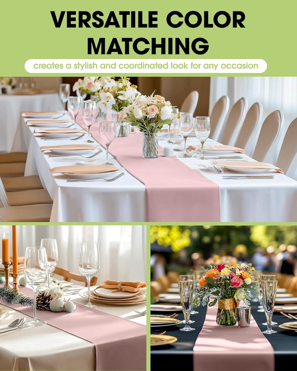 Pureegg Gold Plastic Table Runners - 10 Pack, 14'' x 108'', Water Resistant & Disposable Centerpiece Decorations for Table Cloth, Wedding, Birthday, Holiday, Baby Shower, Party, Home Decor