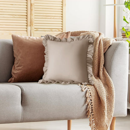 KKJIAF Ruffle Pillow Cases 26x26 Inches, White Square Ruffled Pillow Covers Set of 2, Microfiber Wrinkle Resistant Pillow Shams with Envelope Closure for Sofa Bed Living Room