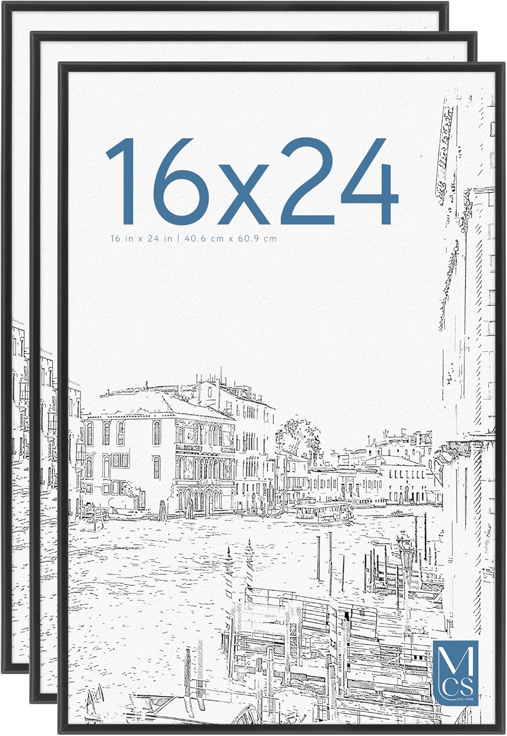 MCS Original Poster Frame 24x36 Black Lightweight Vertical & Horizontal Wall Hanging Large Picture Frame for Posters, Art Prints & Gallery Wall (6-Pack)