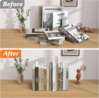 Acrylic Bookends 4 Pcs, Clear Book Ends for Shelves, Transparent Bookend Organizer, Book Holder Stand Decorative, Book Stoppers for Heavy Duty Books, CD, File, Video Games