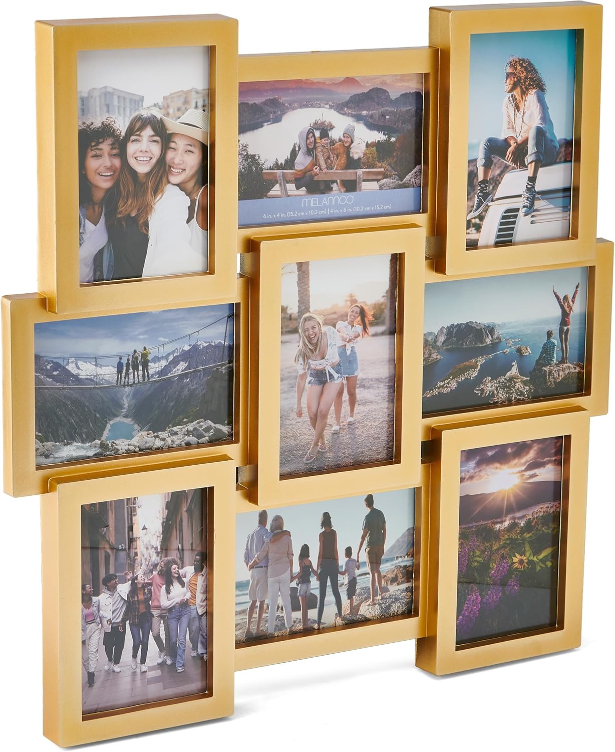 MELANNCO Collage Picture Frame for Wall, Holds 12 Photos - Six 4x6 and Six 6x4 Images, 18x23 Inch Black Plastic Frame, Hang Horizontal or Vertical, Gallery Wall Decor