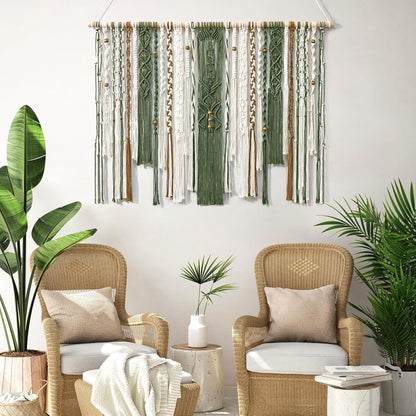 MEIVINES Macrame Wall Hanging Large Wall Art Handmade Woven Tapestry Boho Tapestry Macrame Wall Decor Art Home decoration for Living Room Bedroom Apartment Dorm Wedding Party 38" x 29"