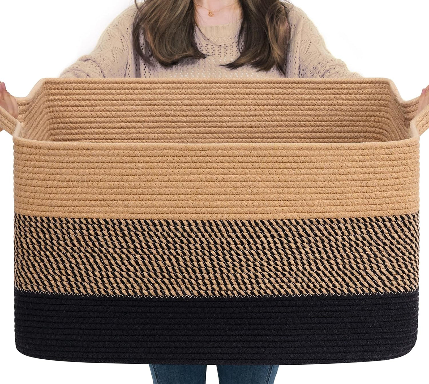 Goodpick Cube Storage Bins - Towel, Book, Cloth, Shoes, Closet Shelf Woven Baskets for Office, Baby Laundry, Toys, 13''x10''x9''