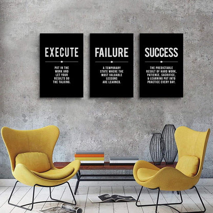 Inspirational Canvas Painting Wall Art -EPHANY ART,Mindset Quotes Prints, Success Framed Entrepreneur Poster Positive Quotes Wall Poster for Home Office Workplace (M-3pcs,12x16inchx3pcs)