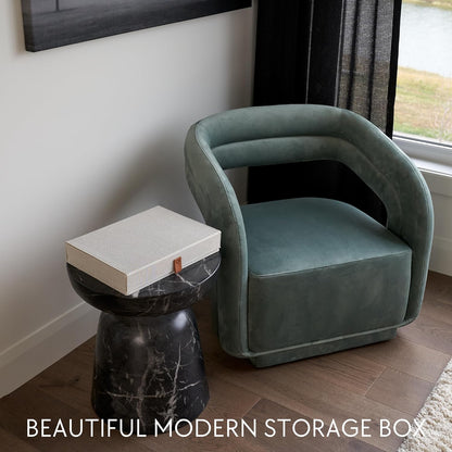 ZICOTO Decorative Photo Storage Box with Lid - A Beautiful Linen Organizer Perfect to Safely Store Your Pictures, Documents, Scrapbooking Supplies, Keepsakes and Other Memories in Style