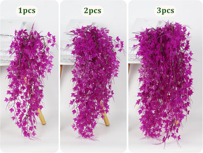 RECUTMS Artificial Hanging Plants Fake Hanging Plant Faux Eucalyptus Leaf Greenery Vine Outdoor UV Resistant Plastic Plants Home Garden Wedding Party Indoor Outdoor Decorations(White)