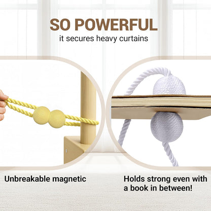 Hion Magnetic Curtain Tiebacks Black 2pcs, Curtain Tiebacks Buckles Holdbacks Holders Hooks Clip for Home Outdoor Bedroom Office Decorative Curtain