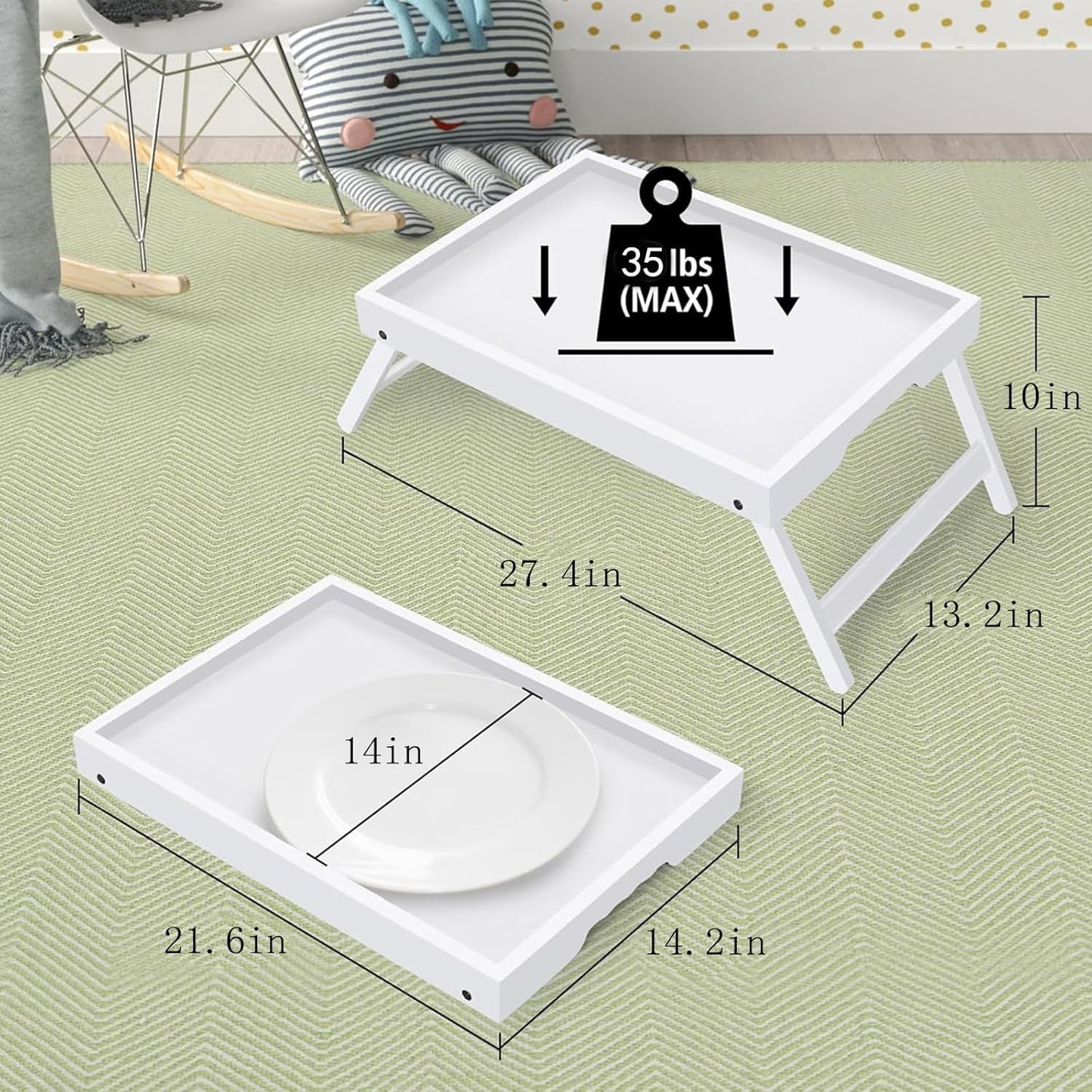 Artmeer Bed Tray Table with Folding Legs,Bamboo Breakfast in Bed for TV Table, Laptop Computer Tray,Eating,Snack Tray(Bamboo)