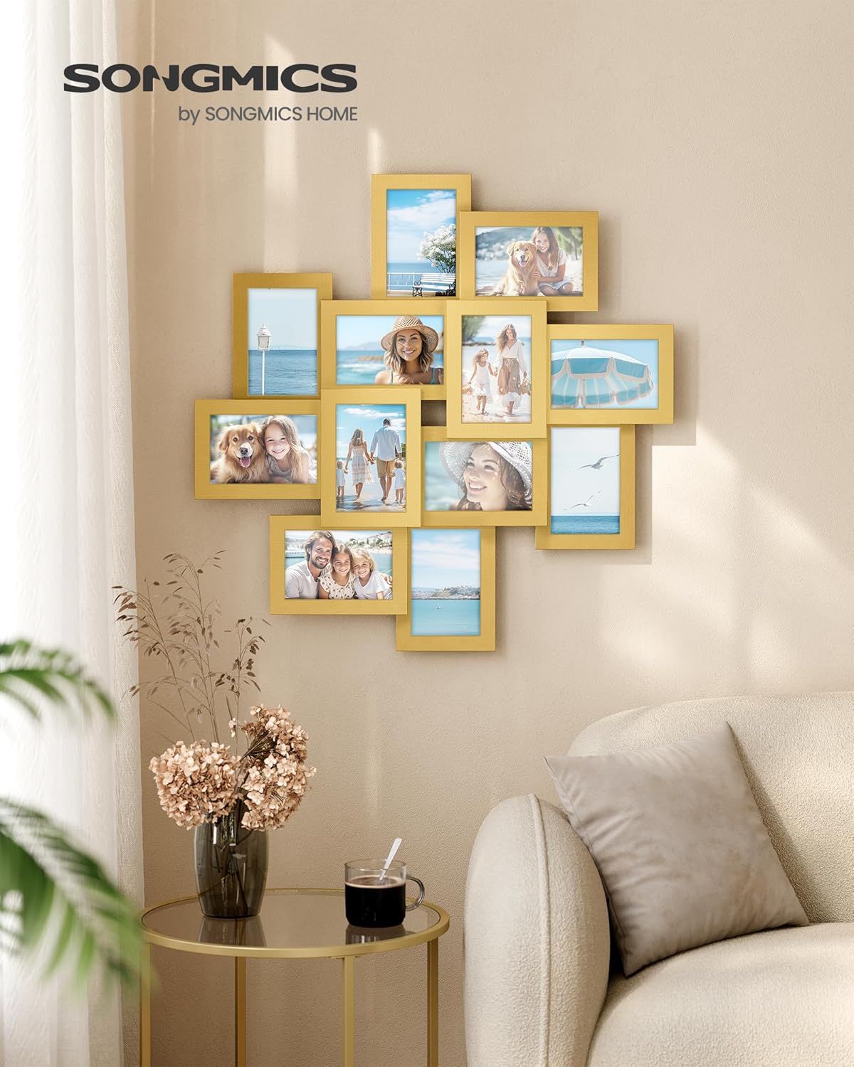 SONGMICS 4x6 Picture Frames Collage Wall Decor, 12-Pack Photo Collage Frame, Multi Picture Frame Set with Glass Front, Assembly Required, Rustic Brown URPF022X01