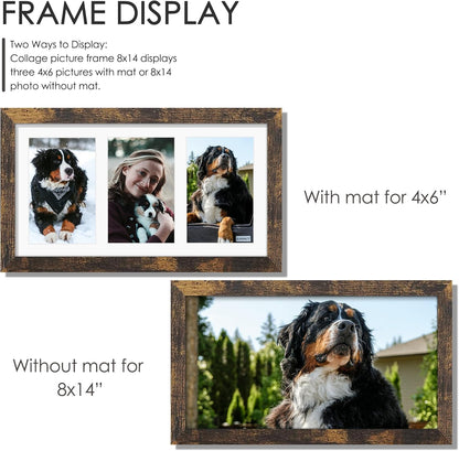 DUENPY 14x26 Collage Picture Frame 4x6 Collage Picture Frame Displays Twelve 4x6 inch Photos Available Horizontal Wall Mounting Display and Vertical Black - Colors A
