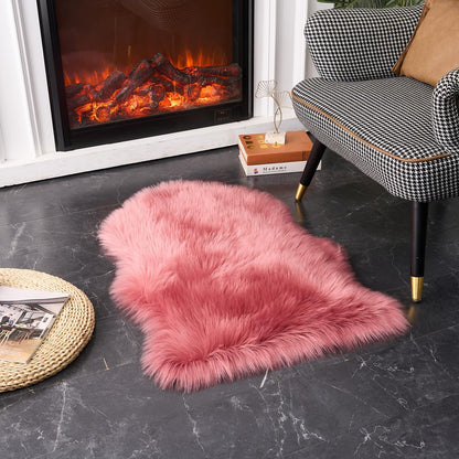 EasyJoy Ultra Soft Fluffy/Fuzzy Shaggy Area Rug Faux Fur Chair Cover Seat Pad for Bedroom Floor Sofa Living Room (2 x 6 ft Sheepskin, Beige)