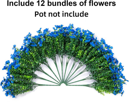 HyeFlora Artificial Flowers for Outdoor Indoor Garden Home Decoration, Faux Flower Daisy with Eucalyptus Leaves Fake Plants Greenery Boxwood Porch Patio, 12 Bundles (Mix Pink Red Purple Yellow)