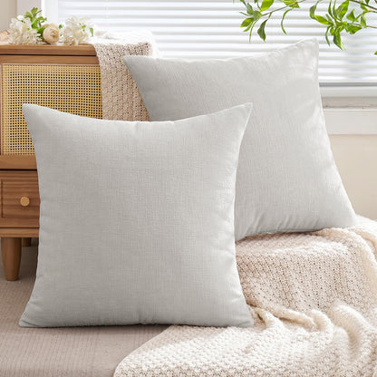 MIULEE Olive Green Couch Pillow Covers 18x18 Inch, Set of 2 Soft Chenille Decorative Square Throw Pillow Covers Farmhouse for Sofa Living Room Bed