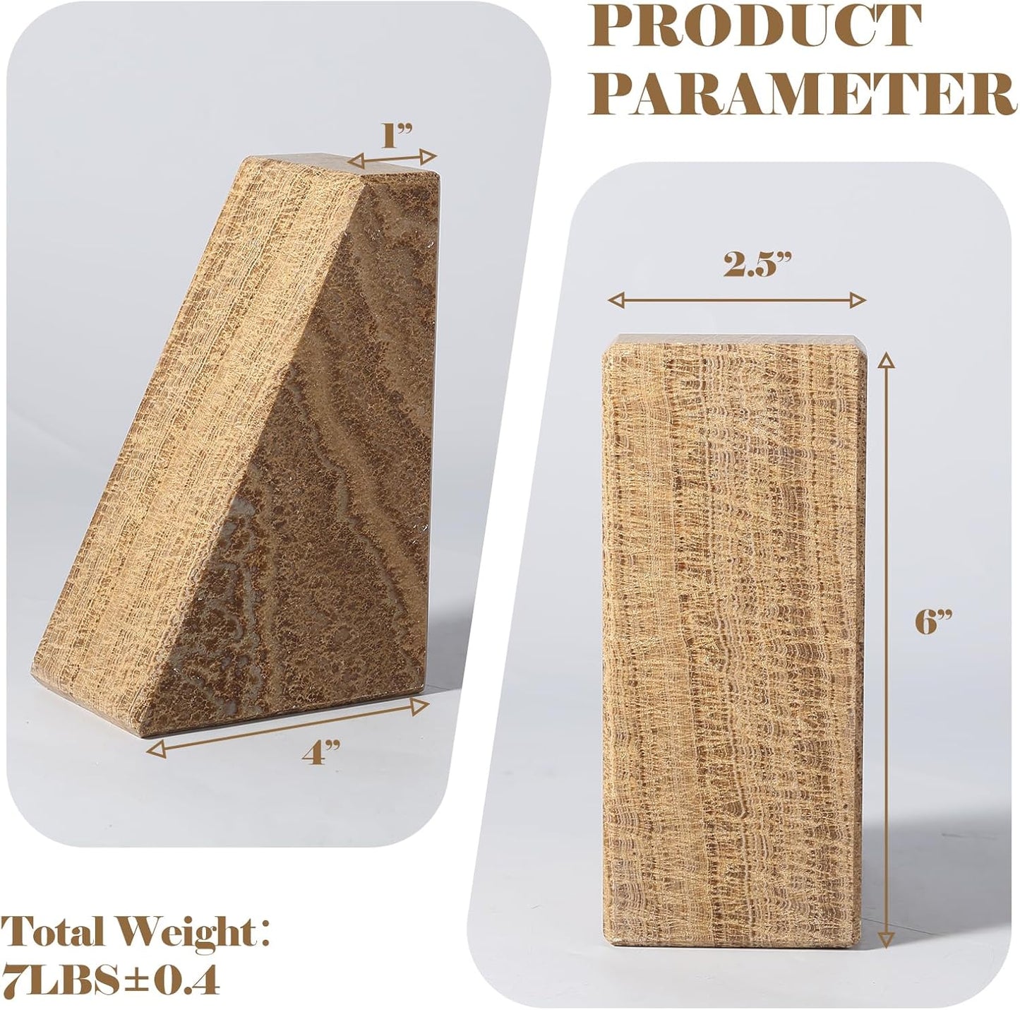 Karibiber Travertine Bookends for Heavy Books, Marble Decorative Bookends for Shelves, Heavy-Duty Stone Book Ends for Hardback Book & Cookbooks, Unique Book Stopper & Holder, Travertino Italy