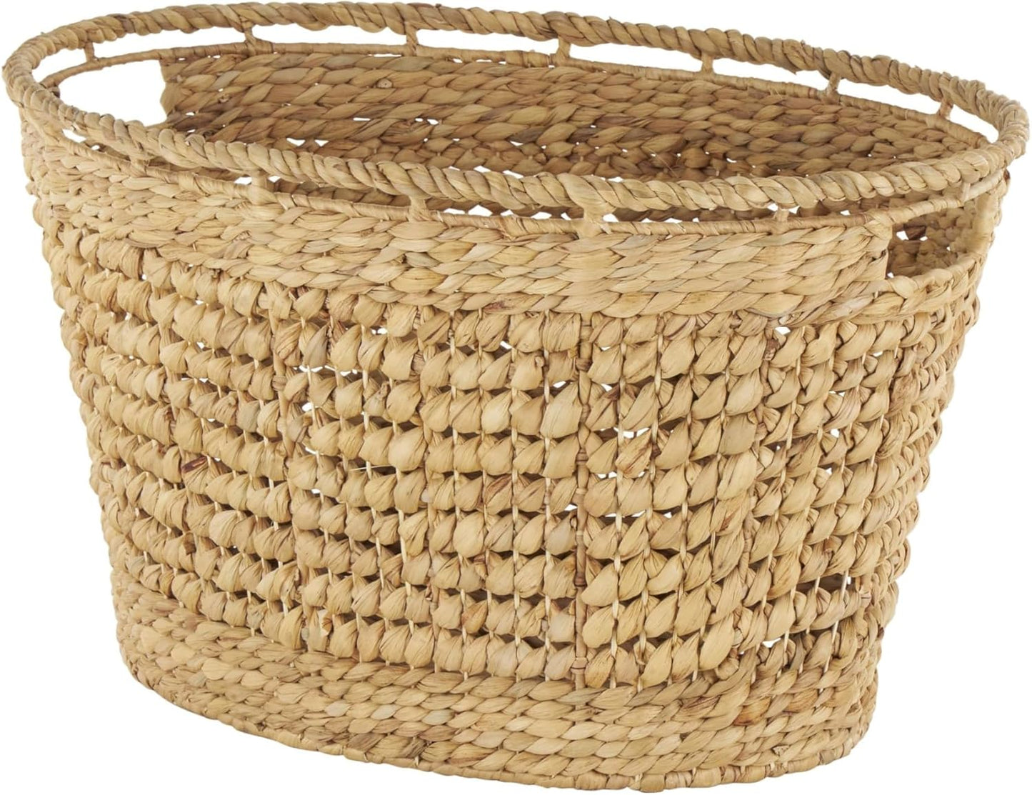 Deco 79 Seagrass Handmade Decorative and Functional Storage Basket Large Woven Basket Organizer with Ring Handles, Basket for Storage 20" x 18" x 19", Brown