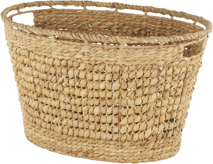 Deco 79 Seagrass Handmade Decorative and Functional Storage Basket Large Woven Basket Organizer with Ring Handles, Basket for Storage 20" x 18" x 19", Brown