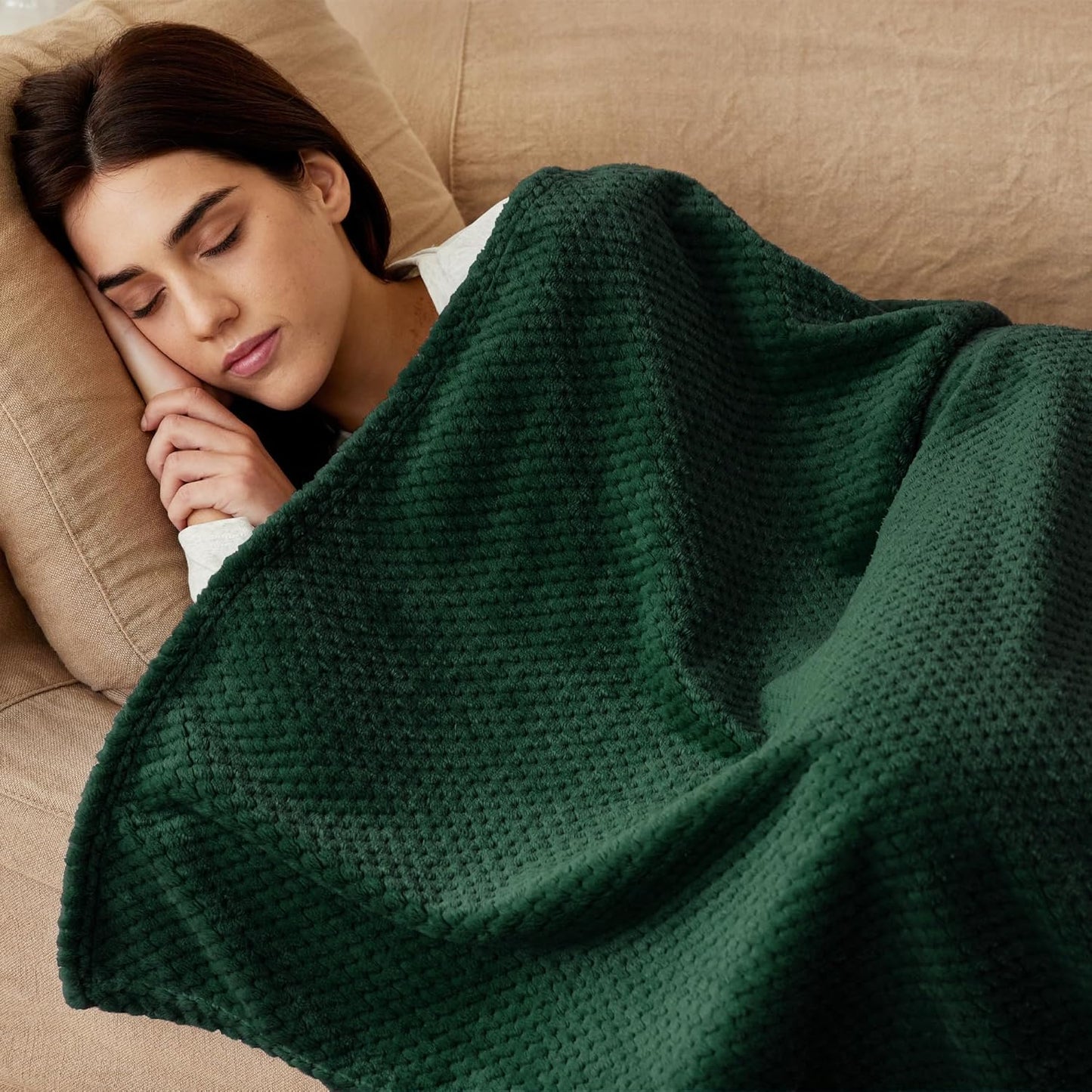 Exclusivo Mezcla Fleece Throw Blanket Extra Large, Super Soft and Warm Blankets for Couch, Sofa and Bed Waffle Textured, Cozy, Fuzzy and Lightweight (Slate Blue, 50x70 Inches)