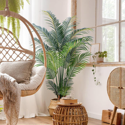 YEPDIN 6 Ft Artificial Tropical Palm Tree With 24 Removable Leaves - Large Faux Plant for Indoors and Outdoors, Silk Housewarming Gift, K185