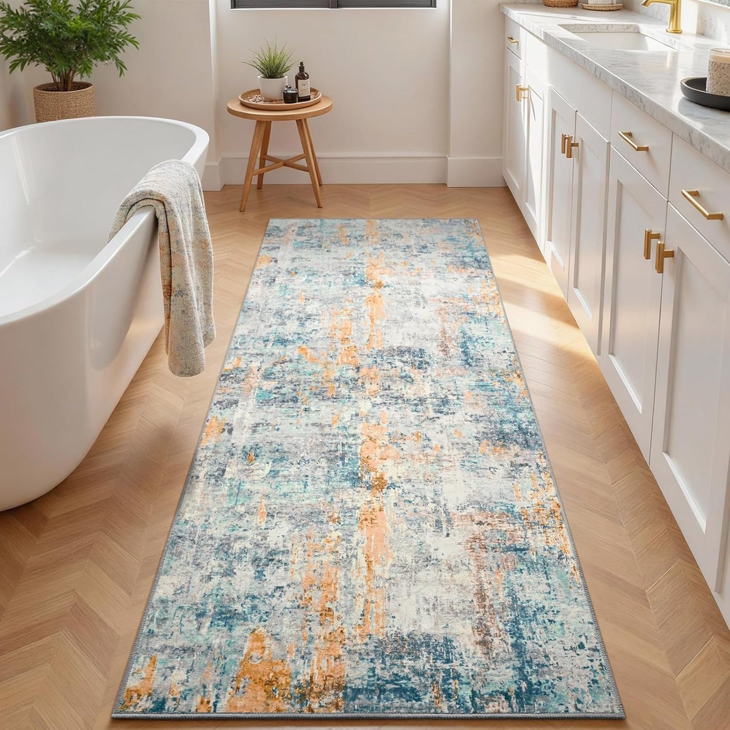 Ompaa 2x6 Rug Runners for Hallways Kitchen Runner Rug Non Slip Washable Grey Long Runner Rugs with Rubber Backing Soft Abstract Carpet Runner for Hallways, Kitchen, Bedroom, Bathroom, Entryway - Colors A