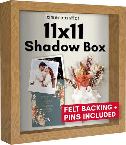 Americanflat 12x16 Shadow Box Frame with Polished Plexiglass - Silhouette Collection - Large Shadow Box Display Case for Tabletop and Wall Display - Black with Soft Felt Back