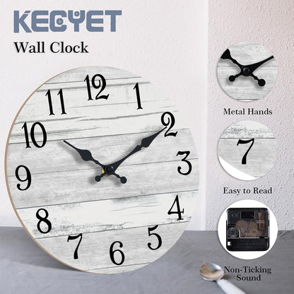 KECYET Wall Clock Battery Operated 8 Inch Silent Non Ticking Coastal Design Country Rustic Retro Decorative for Bathroom Kitchen Living Room Bedroom