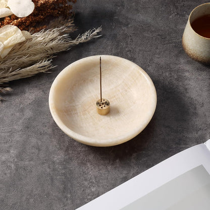 Koville Natural Marble Incense Holder, Incense Holder for Sticks with 9 Holes, Handmade Incense Burner Ash Catcher for Meditation Yoga SPA, Balsam Fir/Palo Santo/Sage/Cone (Green)