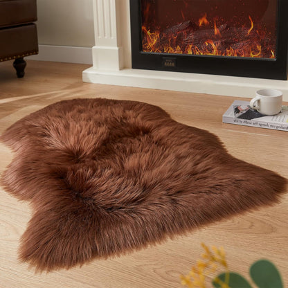 EasyJoy Ultra Soft Fluffy/Fuzzy Shaggy Area Rug Faux Fur Chair Cover Seat Pad for Bedroom Floor Sofa Living Room (2 x 6 ft Sheepskin, Beige)