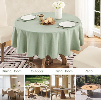Veblandy Rectangle Tablecloth Waterproof Linen Textured Table Cloth Stain and Wrinkle Resistant Washable, Decorative Fabric Table Cover for Dining, Party and Camping (Sage Green, 52 * 70)