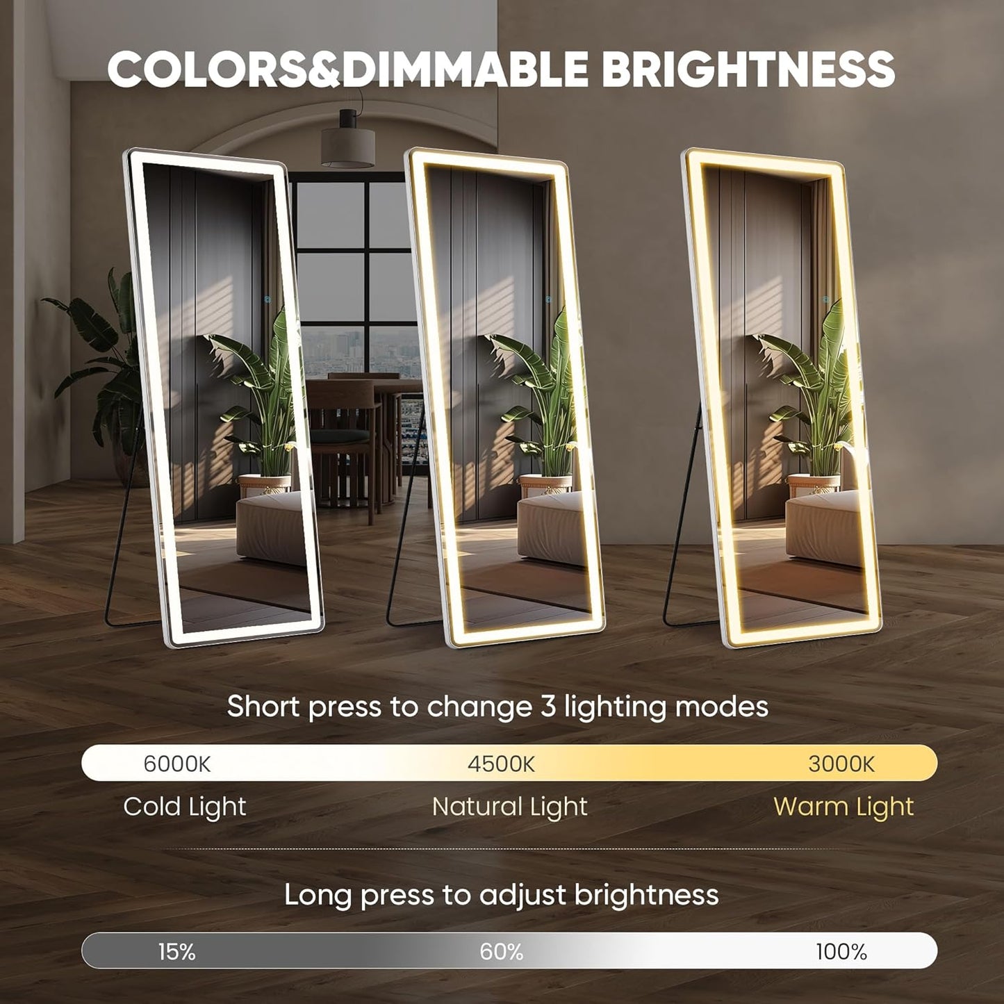Mirror Full Length, Upgraded 16"x59" Body Wall Mirrors with Shatter-Proof Glass, Floor Standing, Hanging or Leaning, Tall Mirror with Stand Aluminum Alloy Frame for Bedroom Cloakroom