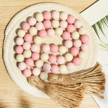 Meplait Wood Bead Garland, 39in Farmhouse Beads with Tassels for Tiered Tray Decor