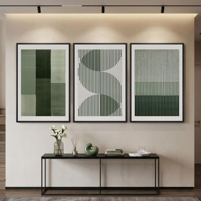 Large Framed Abstract Nature Landscape Wall Art for Living Room, Set of 3 Modern Canvas Prints Paintings Artwork for Walls, Green Lake Pictures for Hallway, Dining Room, Office Wall Decor 24x36 Inch