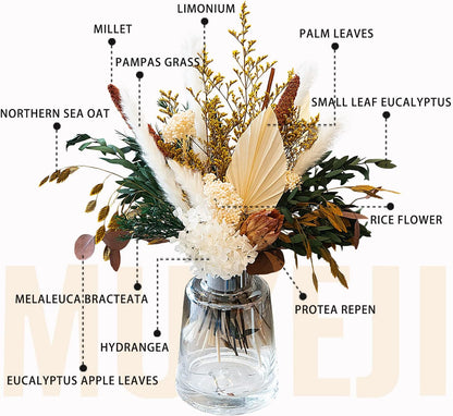 Blush Pink & Burgundy Dried Flower Bouquet, Cream Pampas Grass with Sage Green & Eucalyptus, Boho Dried Flowers for Wedding, Home Décor
