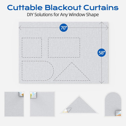 Blackout Curtains for Bedroom, 39" x 58" Portable Black Out Blinds with 20 Sets Hook & Loop Strips for 100% Blackout Window Film, Temporary Black-out Shades for Windows Cover Nursery Travel RV- Blacks