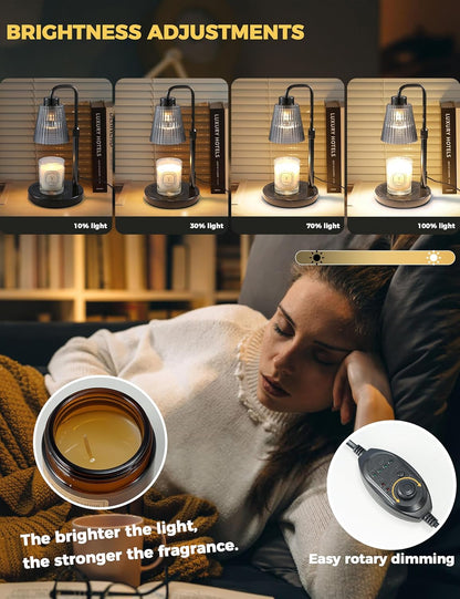 GODONLIF Candle Warmer Lamp with Timer Dimmable, Birthday Gifts for Women Mom, House Warming Gifts New Home Decor, Wax Melt Warmer for Jar Candles with 2 Bulbs