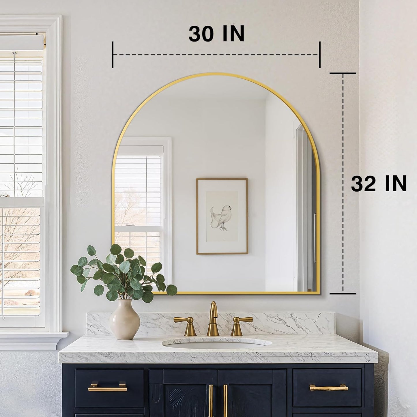 FICTOR Bathroom Mirror for Wall, Arched Vanity Bathroom Mirror for Over Sink, Metal Framed with HD Shatter-Proof Glass for Entryway, Living Room,Bedroom(2 Pack 24” x 36”, Black)