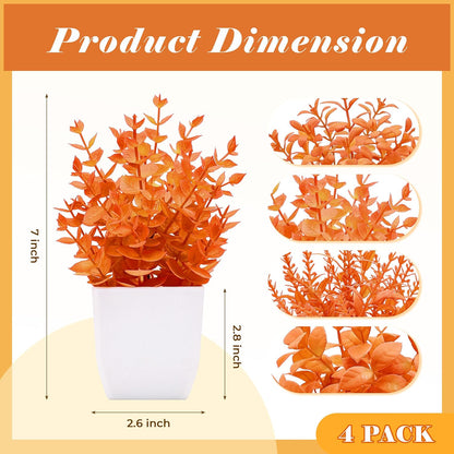 Der Rose 4 Pack Fake Plants Mini Artificial Greenery Potted Plants for Home Decor Indoor Office Table Room Farmhouse Bathroom Decor