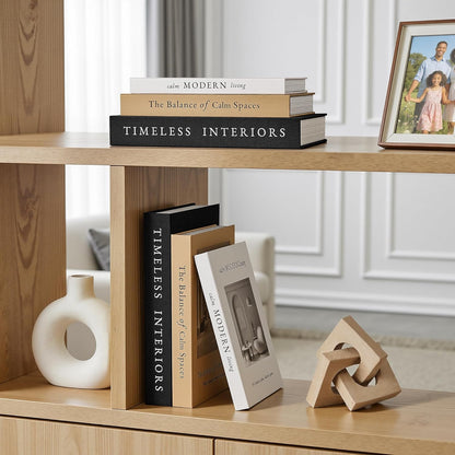 JARLINK Beautiful Decorative Books, Set of 3 Stackable Fake Books for Coffee Table, Shelf & Mantel Decor - Modern Home Decoration with Hidden Storage for Photos, Keepsakes & Living Room Styling, Brown
