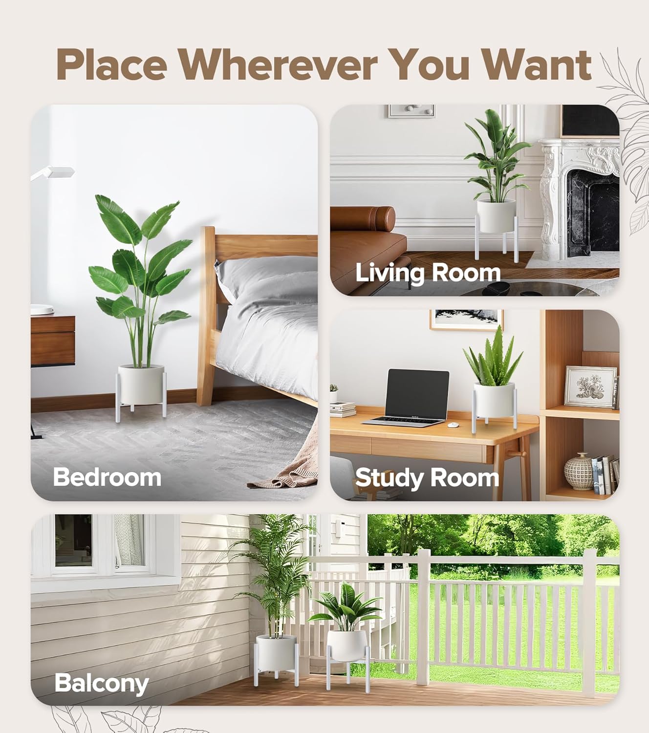 Plant Stand Indoor Adjustable, Metal Modern Indoor Plant Stand, Heavy Duty Plant Stands Outdoor Corner, Stable Plant Holder, Fits 8 to 12 Inches Pots, Black, 1 Pack, Pot & Plant Not Included