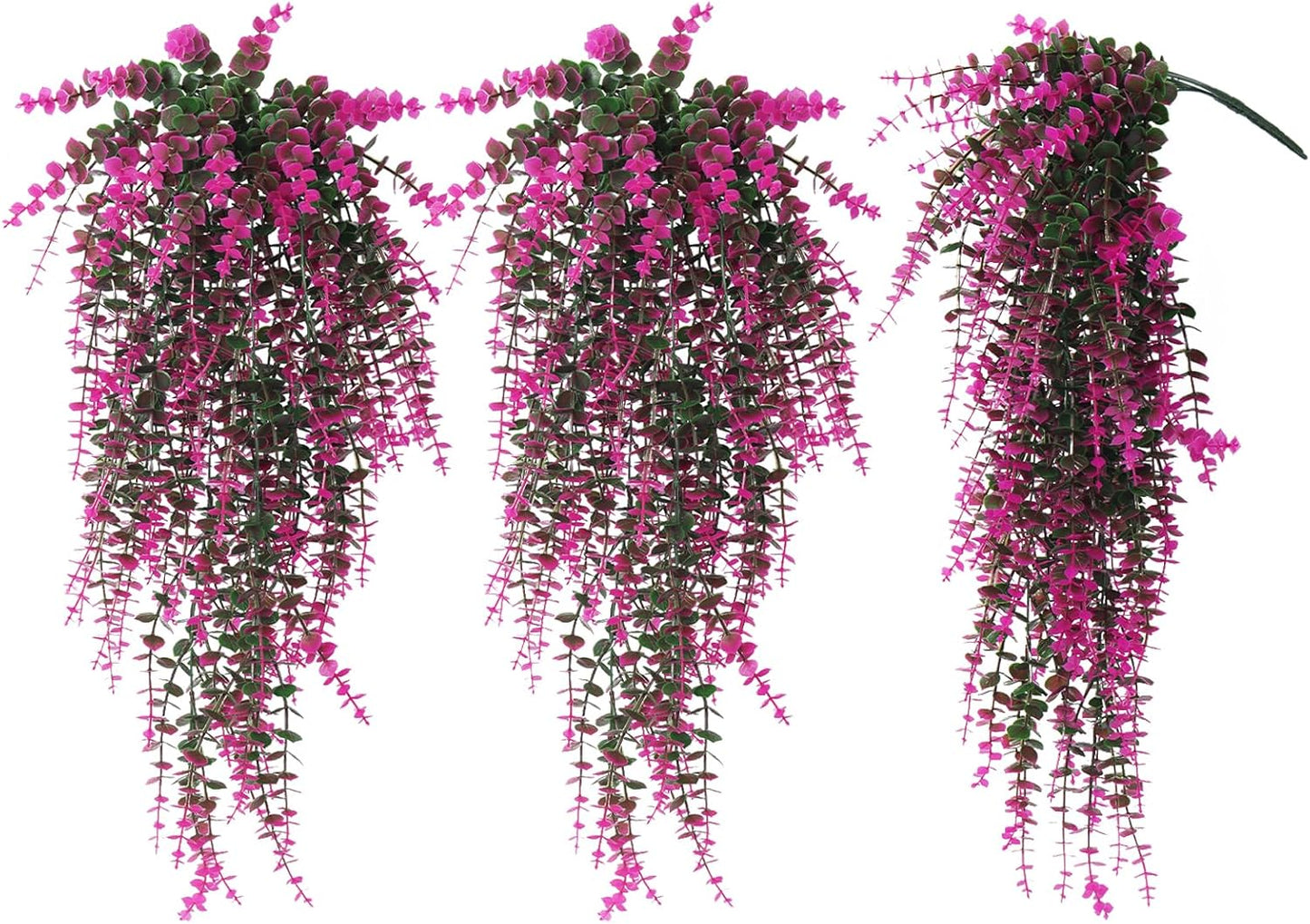 RECUTMS Artificial Hanging Plants Fake Hanging Plant Faux Eucalyptus Leaf Greenery Vine Outdoor UV Resistant Plastic Plants Home Garden Wedding Party Indoor Outdoor Decorations(White)
