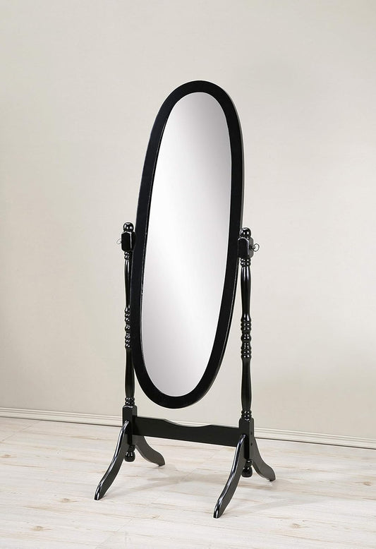 Roundhill Furniture Traditional Queen Anna Style Wood Floor Cheval Mirror, Cherry Finish