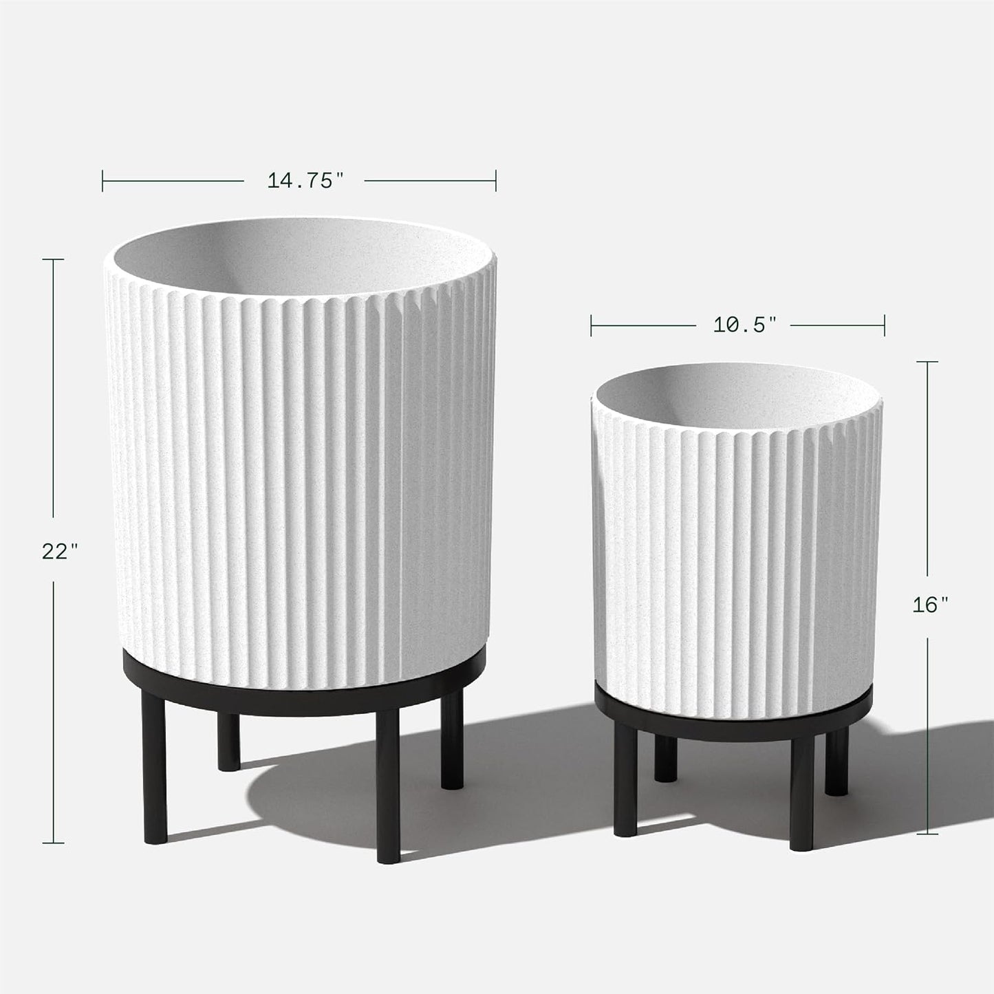 Veradek Demi Series Round Planter w/ Stand for Porch/Patio | Durable Plastic-Concrete & Wooden Stand | Modern Décor for Tall Plants, Flowers