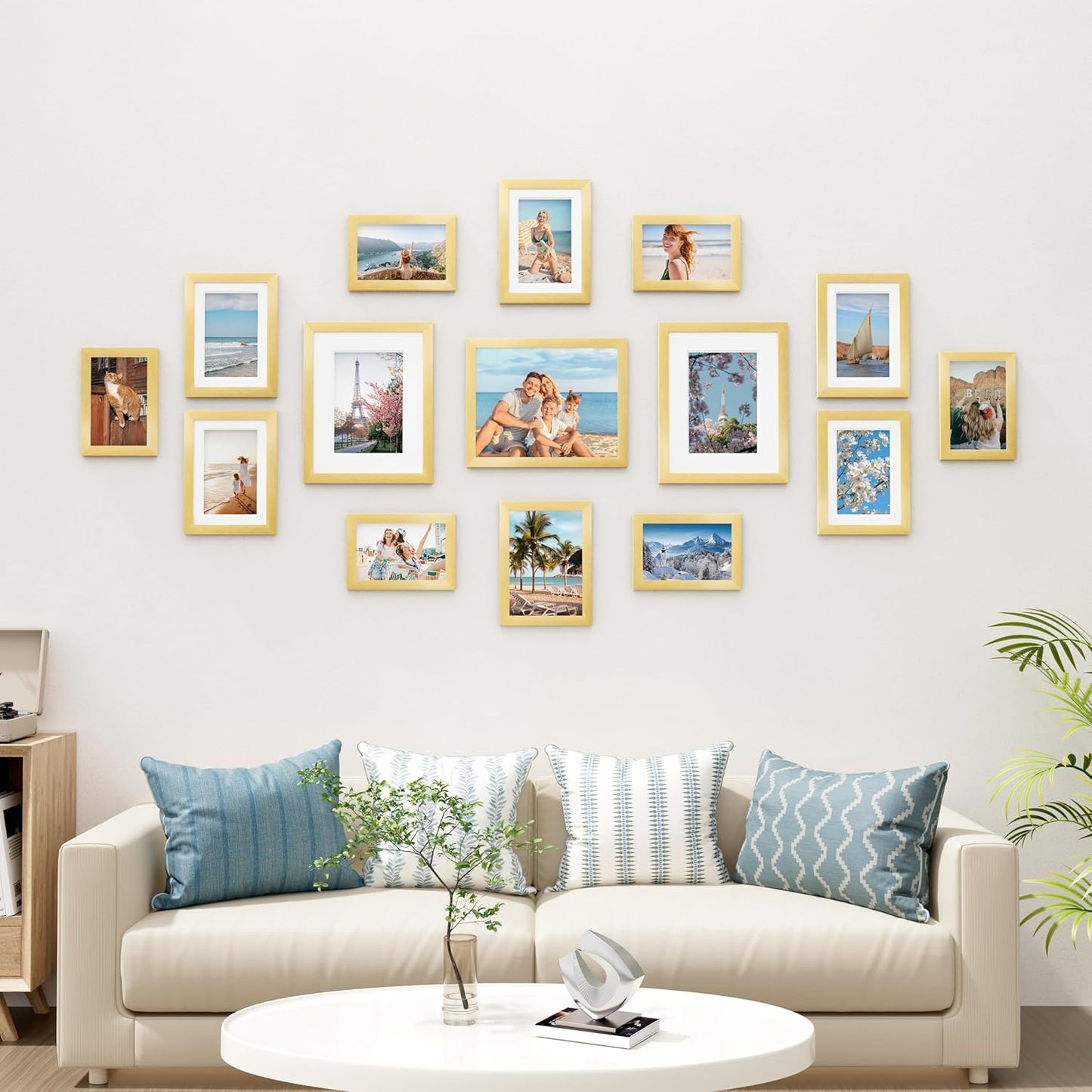 Vittanly 15 Pack Picture Frames Collage Wall Decor for Mounting or Tabletop Display, Gallery Frame Set for Family, Multi Sizes Including 3pcs 8x10, 6pcs 5x7, 6pcs 4x6, Black