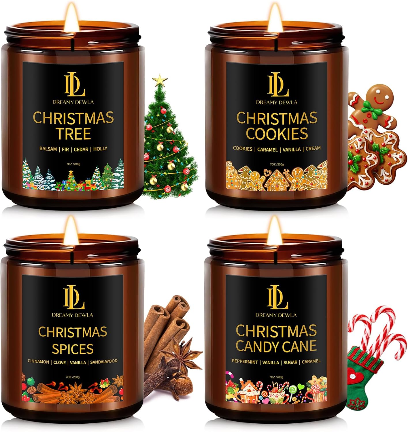 Scented Candles Set, 4 Pack Soy Candles for Home Scented, Candle Gifts for Men Women, Scents of Pineapple Cocktail/Coconut Vanilla/Pink Sands/Bahamian Breeze