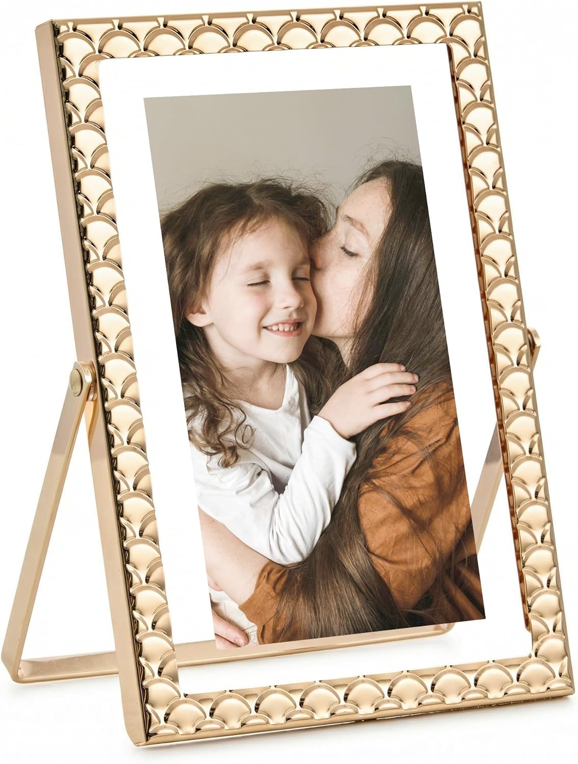 RICHFOCUS Gold 5x7 Floating Picture Frame for Photo 4x6 3.5x5 | 5 x 7 Metal Picture Frames with Double Glass for Tabletop|Modern Photo Frames Wedding|Home Decor