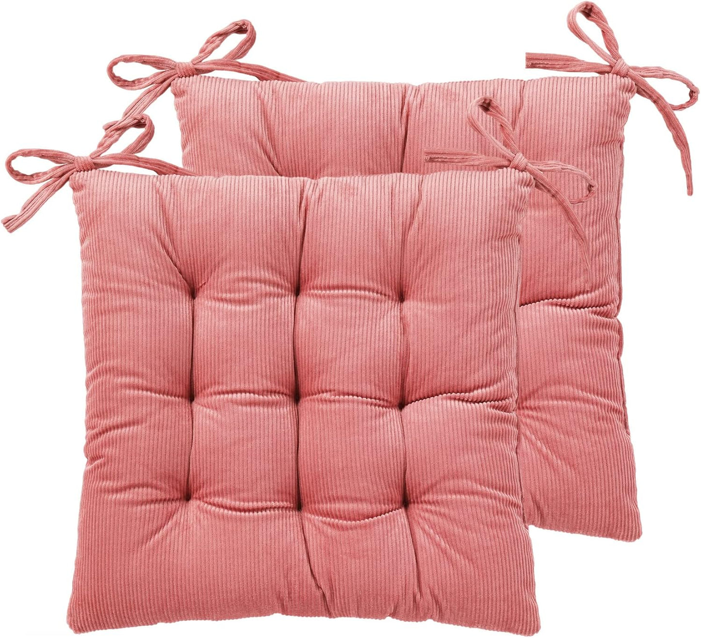 HLOVME Corduroy Chair Cushion with Ties Ultra Soft Warm Floor Cushion for Kids Reading Nook Comfortable Square Seat Cushion for Adult 15.7”x15.7”, White