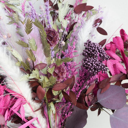 Blush Pink & Burgundy Dried Flower Bouquet, Cream Pampas Grass with Sage Green & Eucalyptus, Boho Dried Flowers for Wedding, Home Décor