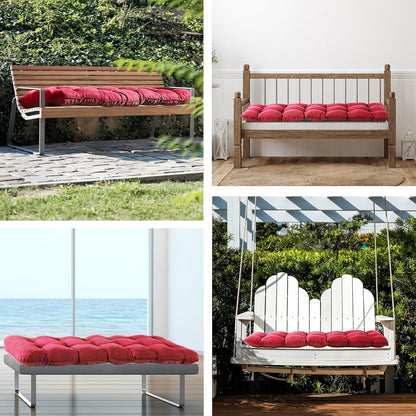 IPYNBAP Outdoor Bench Cushion, 48x18x5 Inch, Waterproof Bench Cushion for Outdoor/Indoor Furniture, Tufted Patio Bench Seat Cushion, Fade Resistant Outdoor Cushions for Porch Swing Couch, Navy Blue