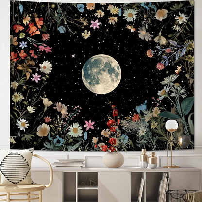 Apdidl Forest Galaxy Starry Tapestry for Bedroom Ceiling, Blue Space Night Starry Sky Moon Stars Tapestry Aesthetic, Tree Forest Milky Way Backdrop Wall Hanging for Dorm Living Room Decor (51" X 60")