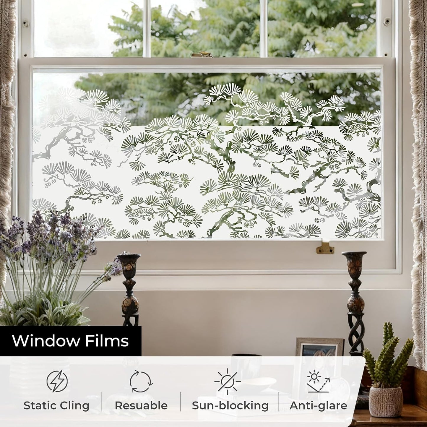 ADD.HERES Window Privacy Film,Colorful Floral Window Stickers,Removable DIY Bouquet Static Clings, Decals for Home School Office Party Supplies, Wildflower Reverie‌, 17.5 x 78.7 in