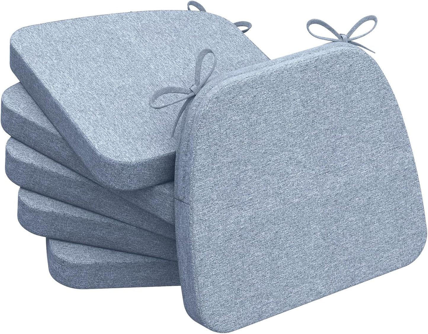 AAAAAcessories D-Shaped Chair Cushions, 2" Thick Dining Chair Pads with Ties and Removable, Machine-Washable Cover, 17" x 16", Set of 4, Oatmeal Beige - Colors A